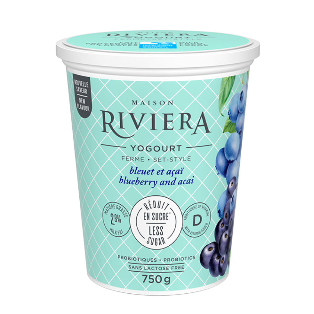 Firm blueberry and acai yogurt - reduced sugar 