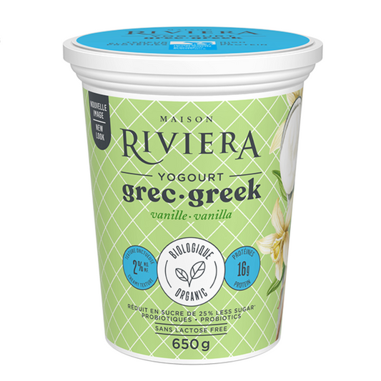 Organic vanilla Greek yogurt - 25% less sugar 